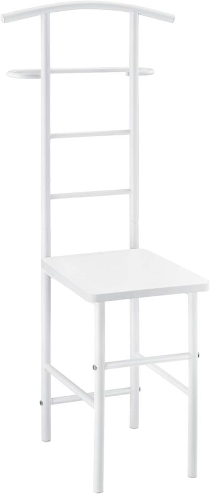 Herrendiener Stuhl Anaheim 107x45x45 cm mit Kleiderbügel + Hosenhalter Ablage Metallgestell Weiß en. casa Bild 1