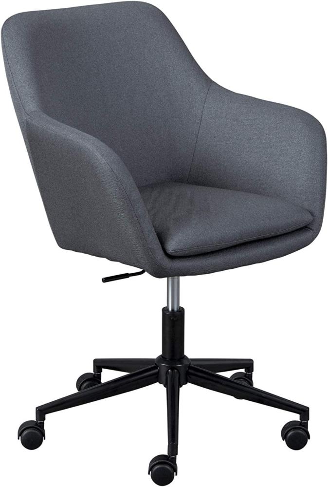 Dreh- und höhenverstellbarer Sessel mit Rädern, Metallgestell und Polsterung mit grauer verstärkter Sitzfläche, cm 61,50x63x83,5-91 Bild 1