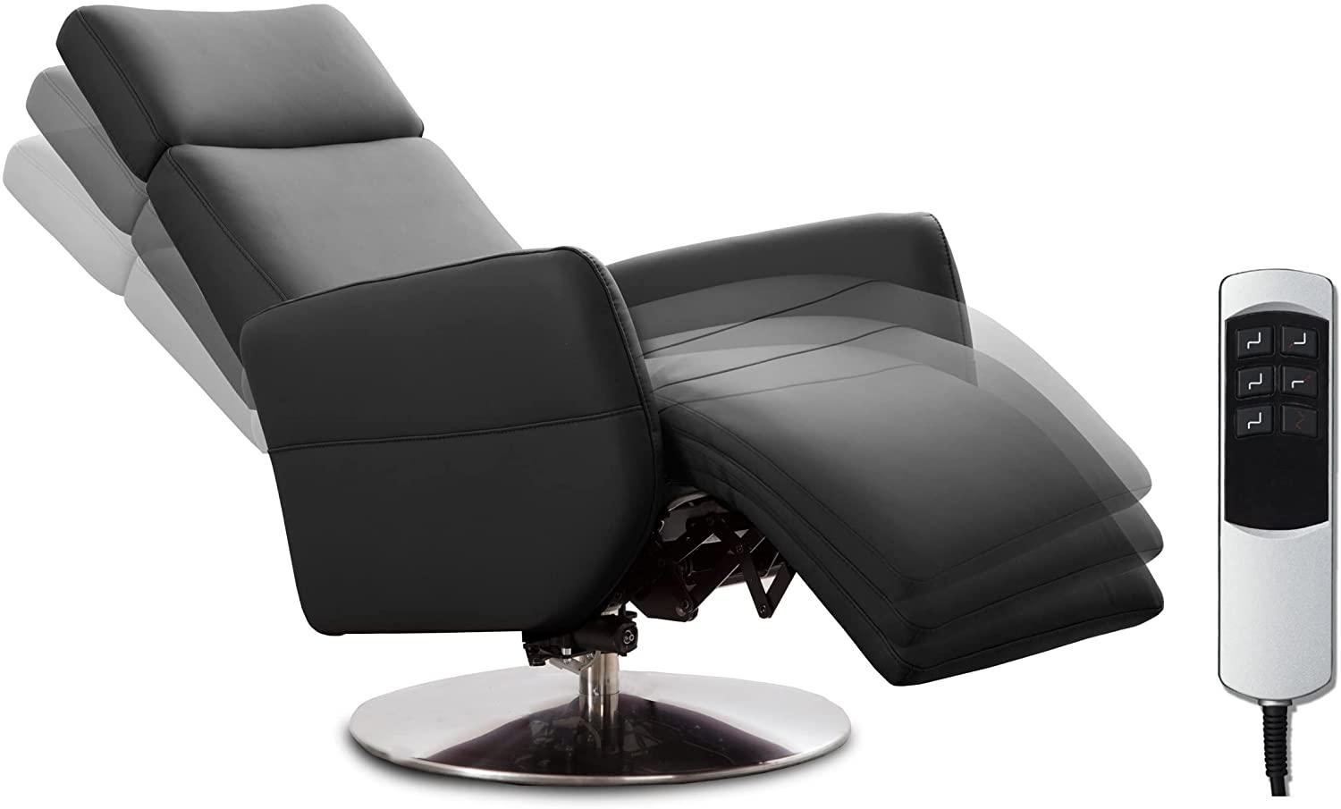 Cavadore TV-Sessel Cobra / Fernsehsessel mit 2 E-Motoren und Akku / Relaxfunktion, Liegefunktion / Ergonomie L / 71 x 112 x 82 / Echtleder Schwarz Bild 1