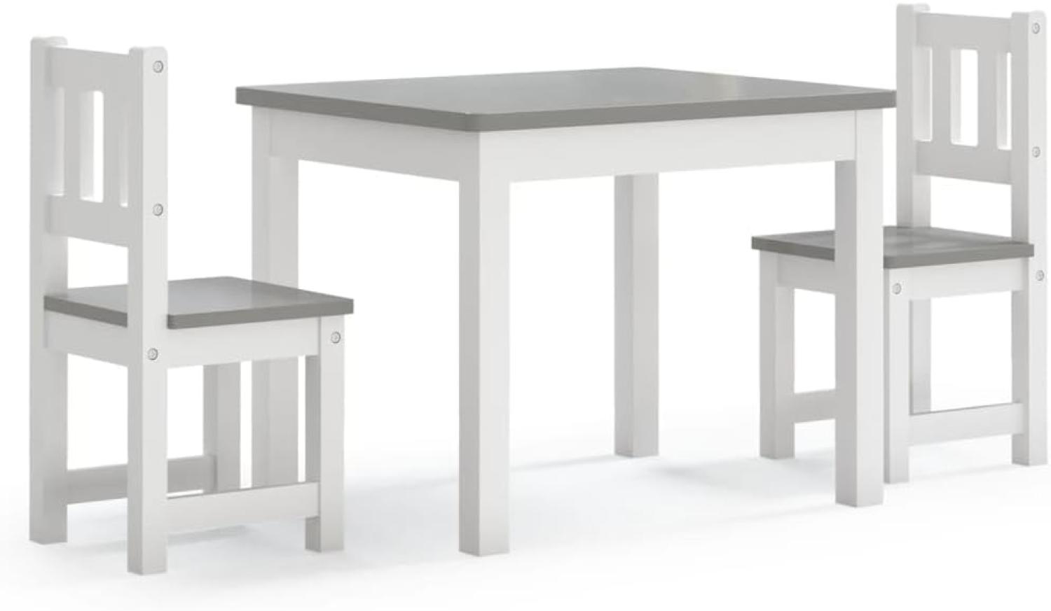 3-tlg. Kindertisch und Stuhl-Set Weiß und Grau MDF Bild 1