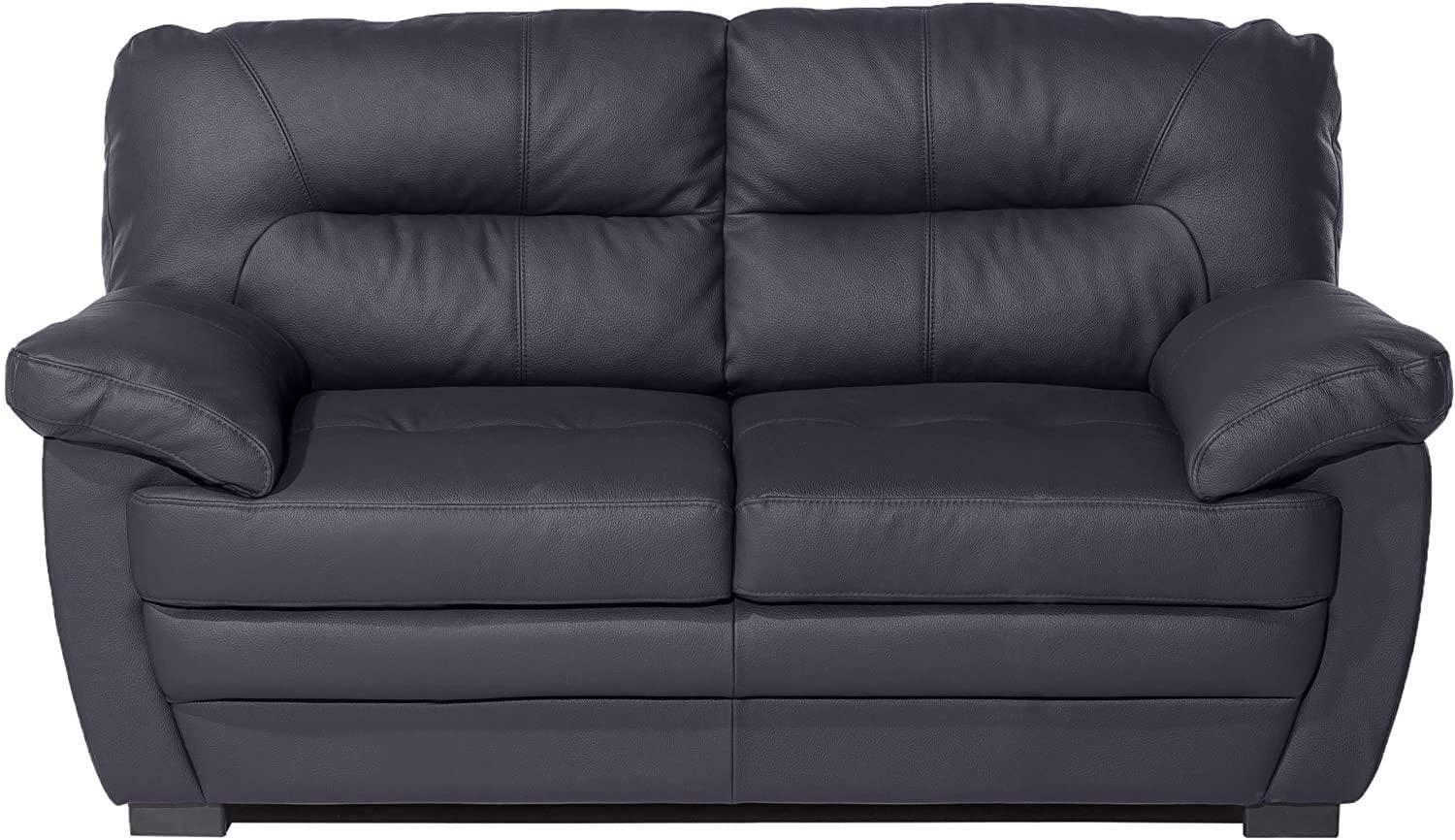 Mivano 2er-Sofa Royale / Zeitloses, bequemes Ledersofa mit hoher Rückenlehne / 160 x 86 x 90 / Lederimitat, Schwarz Bild 1
