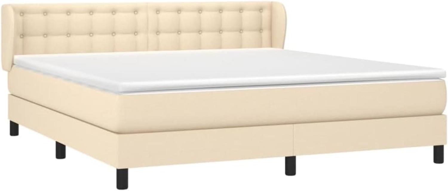 vidaXL Boxspringbett mit Matratze Creme 160x200 cm Stoff Bild 1