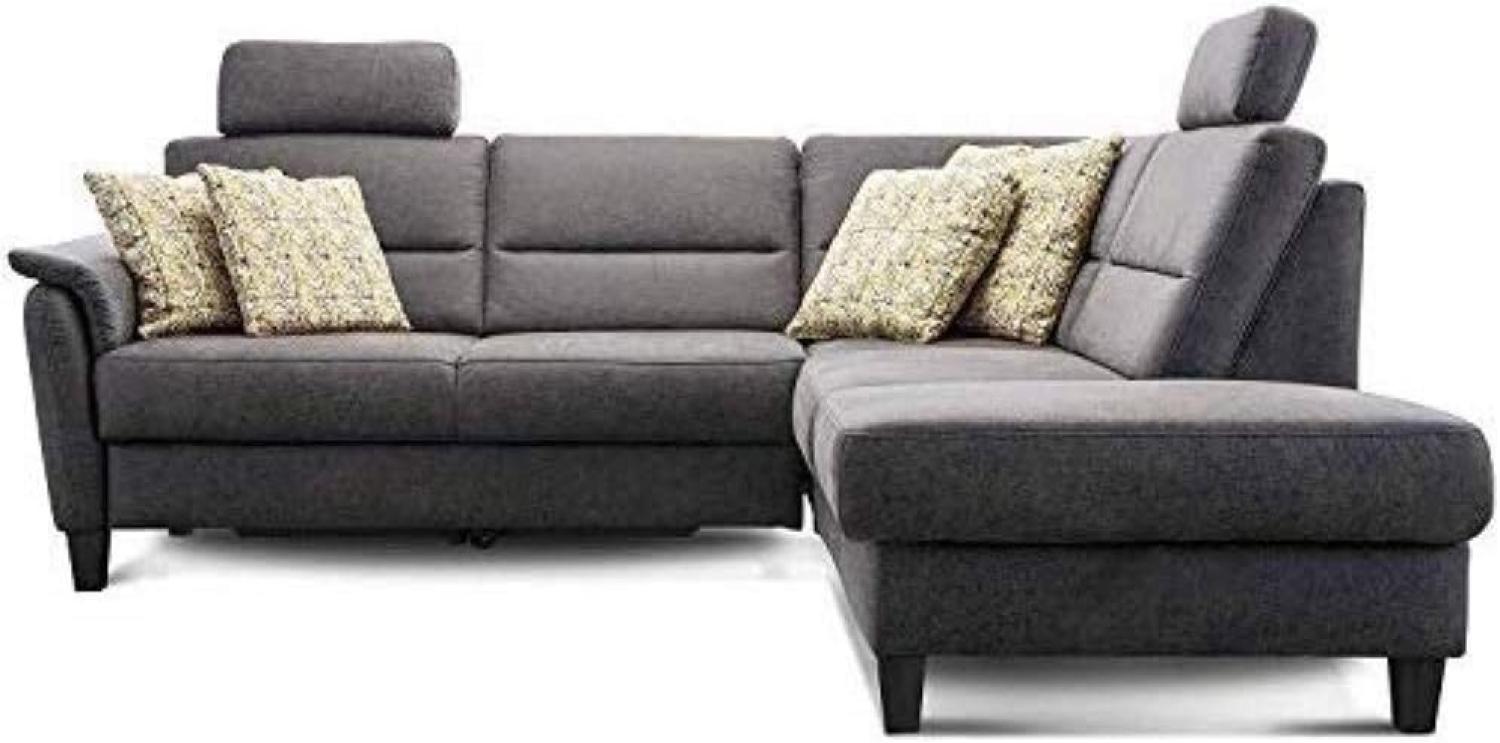 Cavadore Schlafsofa Palera mit Federkern / L-Form Sofa mit Bettfunktion / 236 x 89 x 212 / Büffellederoptik Dunkelgrau Bild 1