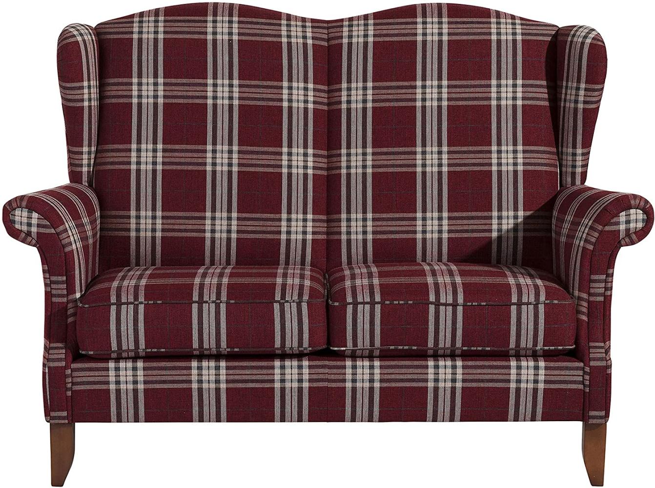 Verita Sofa 2-Sitzer Flachgewebe Rot Buche Nussbaumfarben Bild 1