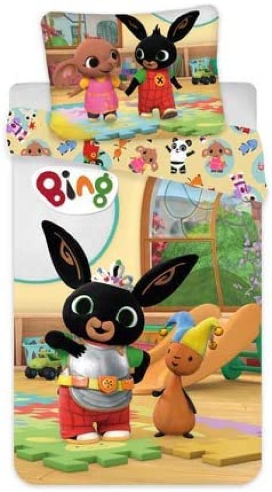 Bing Bunny Kinder Baby Bettwäsche Set Hase Bing Flop Elefant Sula Bettdecke 100 x 135 + Kopfkissen 40 x 60 cm, 100% Baumwolle Bild 1