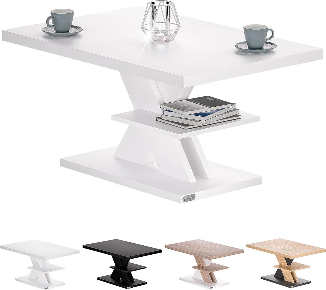 CASARIA® Couchtisch Detroit 90x45x60cm Weiß Wohnzimmertisch Couch Tisch Bild 1