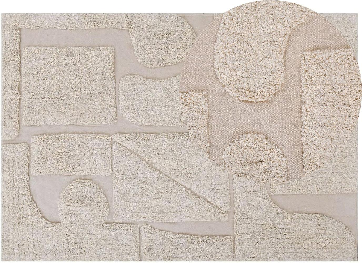 Teppich Baumwolle beige 160 x 230 cm abstraktes Muster Kurzflor DIYADIN Bild 1