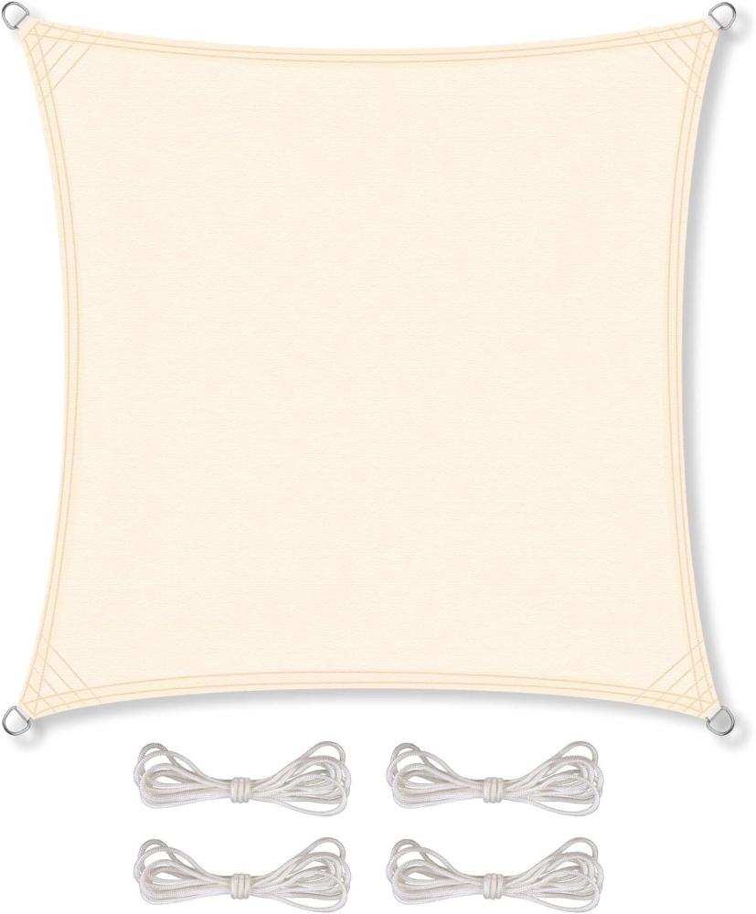 CelinaSun Sonnensegel inkl Befestigungsseile Premium PES Polyester wasserabweisend imprägniert Quadrat 3 x 3 m Creme weiß Bild 1