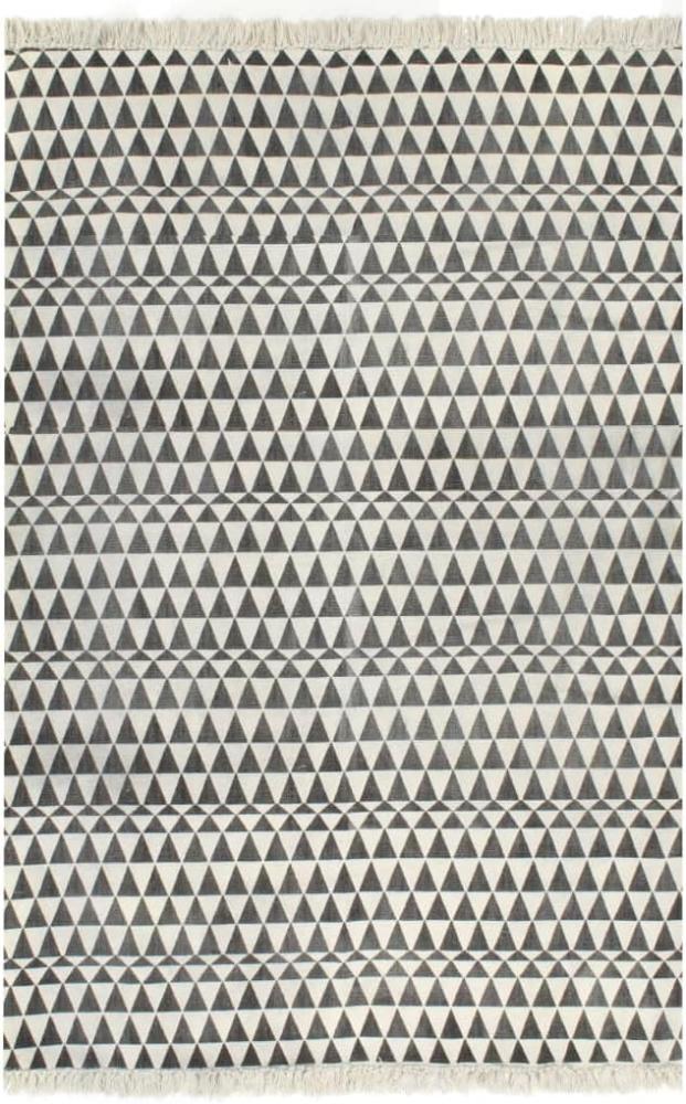 vidaXL Kelim-Teppich Baumwolle 120x180 cm mit Muster Schwarz/Weiß [246549] Bild 1