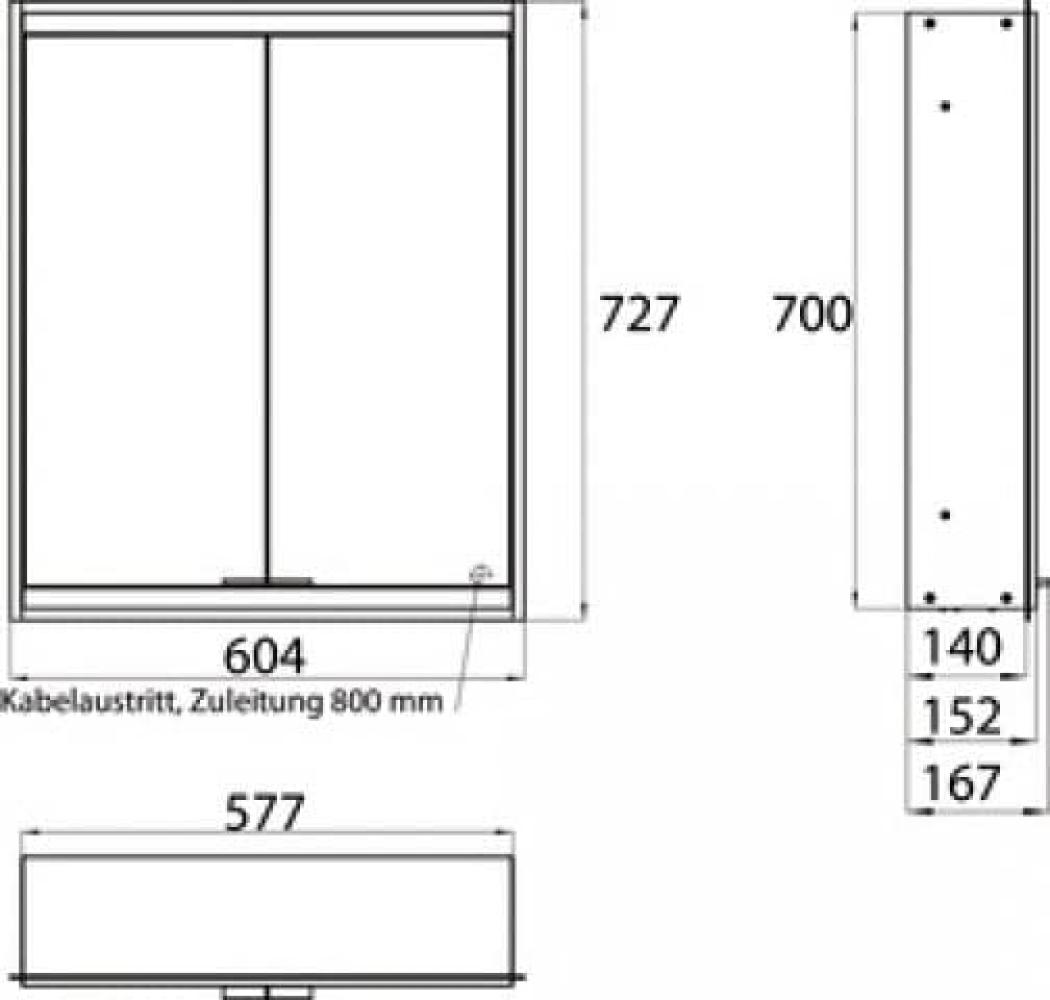 Emco prime 2 Lichtspiegelschrank, 600 mm, 2 Türen, Unterputzmodell, IP 20, mit Lichtpaket, Ausführung: Glasrückwand verspiegelt - 949706033 Bild 1