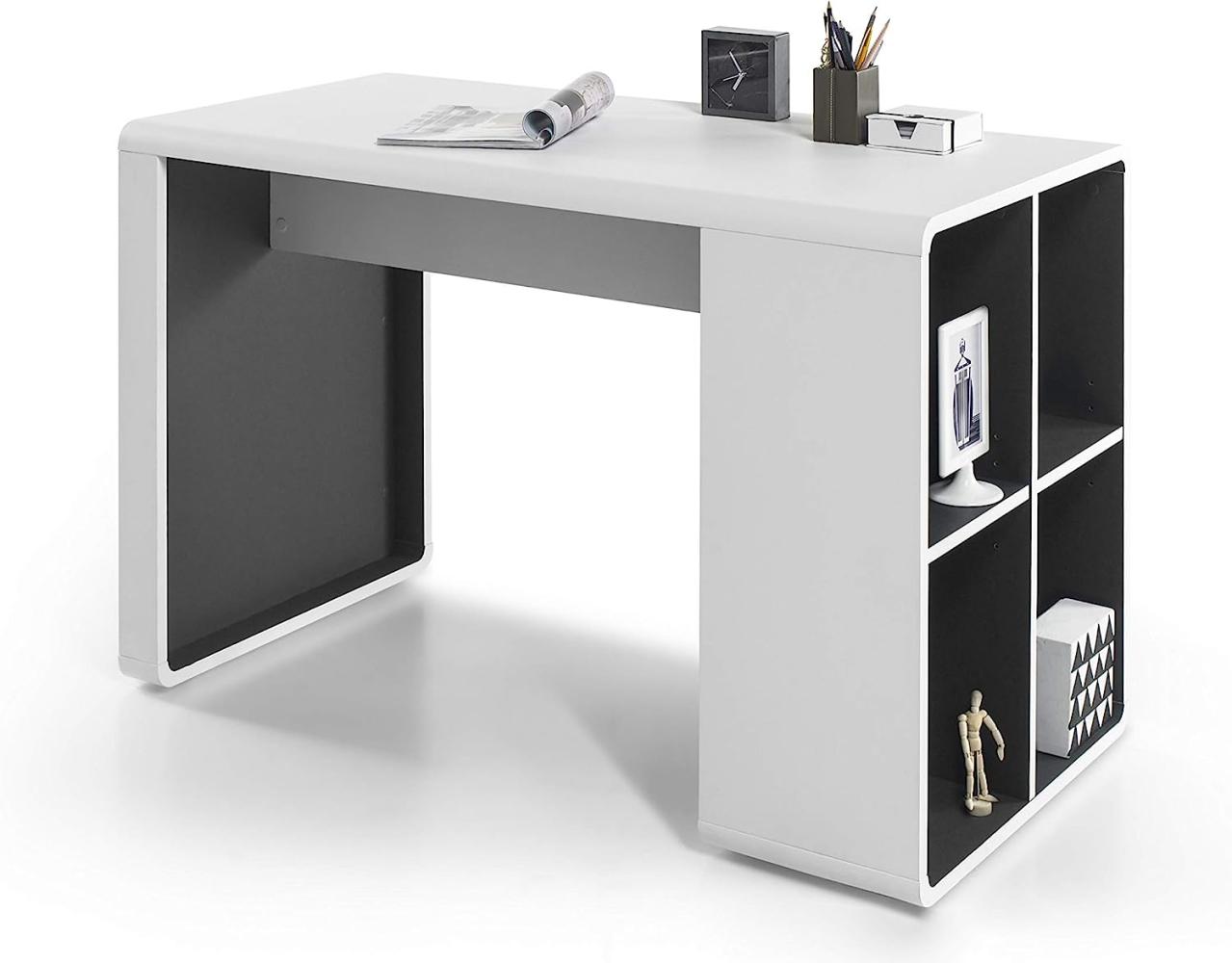 'Tadeo' Schreibtisch, matt weiß und Anthrazit, 76 x 59 x 119 cm Bild 1