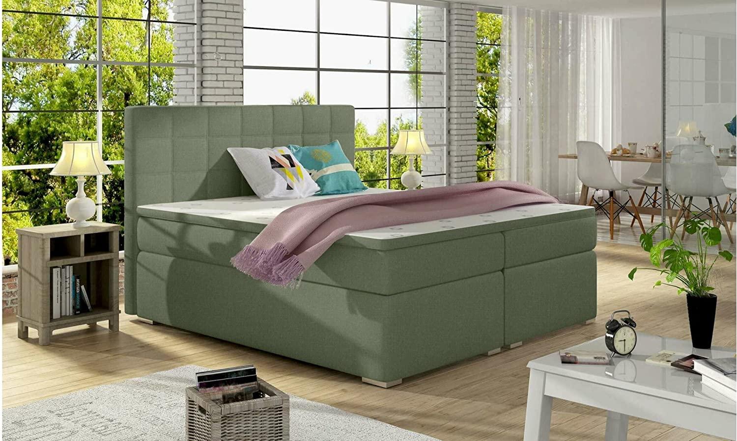 Stylefy Neptune Boxspringbett Minze Strukturstoff INARI 160x200 cm Bild 1