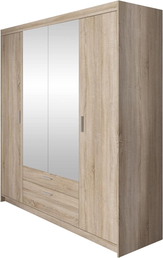 Kleiderschrank Elena 4D mit Spiegel (Farbe: Eiche Sonoma, ohne Aufsatz) Bild 1