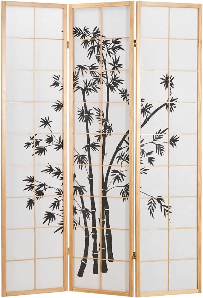 3fach Holz Paravent dunkles Bambusmuster Raumteiler Trennwand Sichtschutz Shoji Bild 1