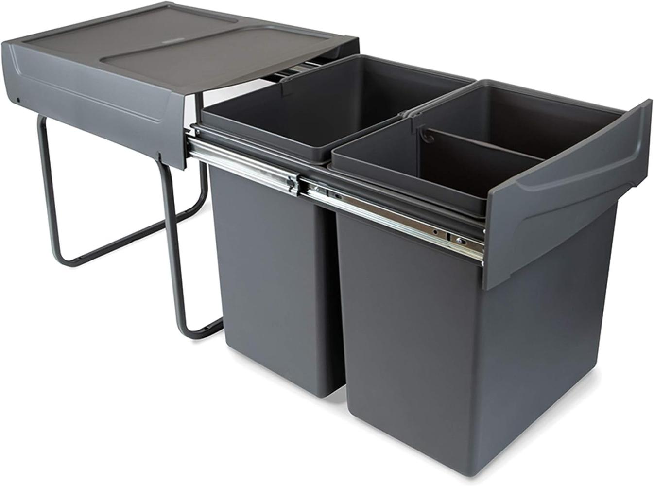 emuca Abfallsorter 2x 20 Liter Abfallvolumen mit Handauszug / Müllbehälter Bild 1