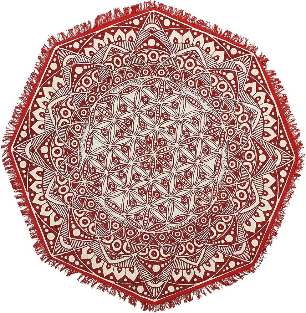 Teppich rot/creme ø 120 cm Mandala-Muster achteckig MEZITILI Bild 1