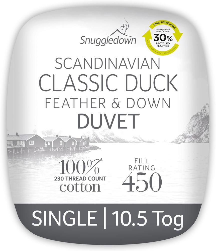 Snuggledown Bettdecke skandinavischen Entenfedern und Daunen, Baumwolle, weiß, Einzelbett Bild 1