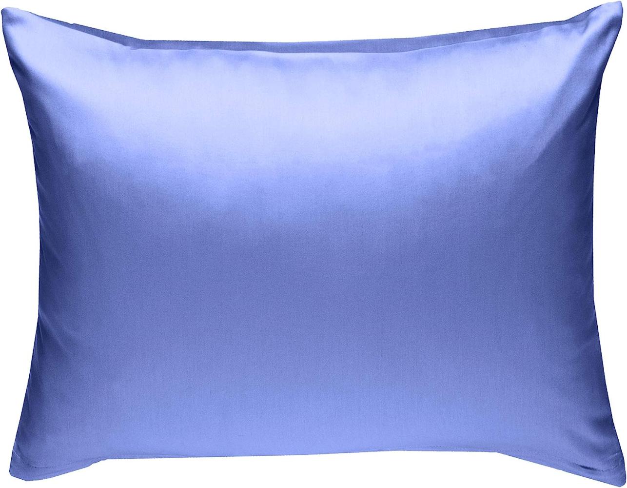 Bettwaesche-mit-Stil Mako-Satin / Baumwollsatin Bettwäsche uni / einfarbig hellblau Kissenbezug 70x90 cm Bild 1