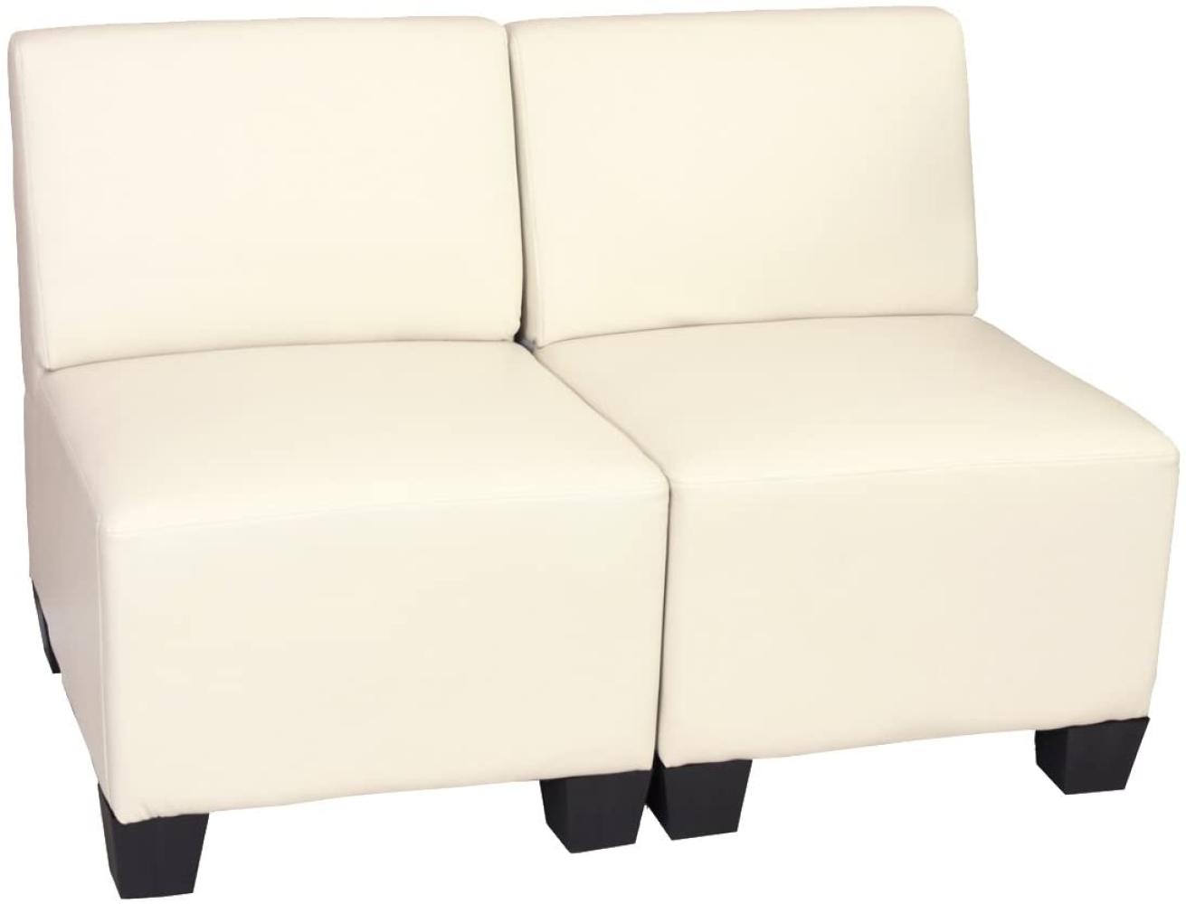 Modular 2-Sitzer Sofa Couch Lyon, Kunstleder ~ creme, ohne Armlehnen Bild 1