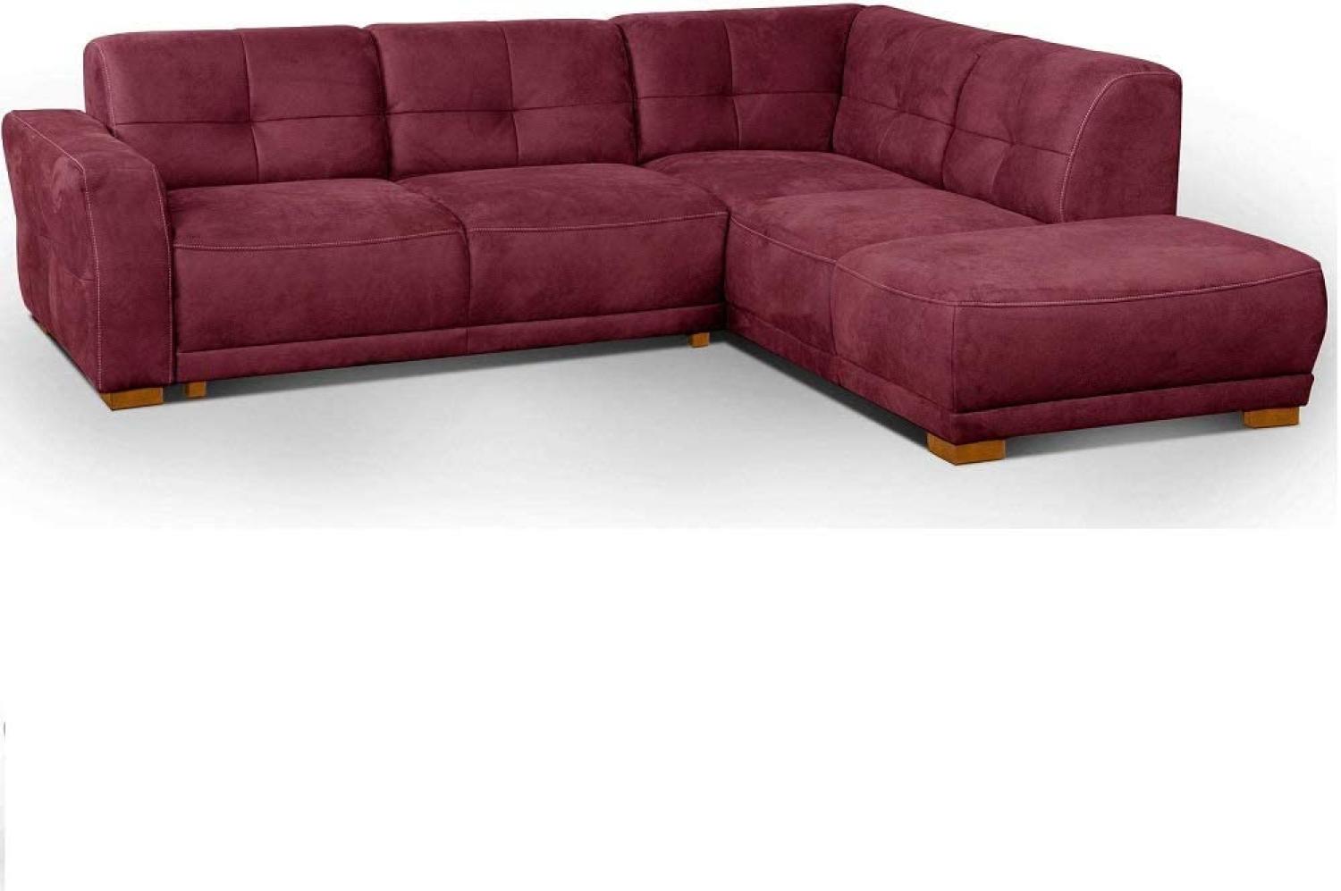 Cavadore Ecksofa Modeo, mit Federkern, Sofa in L-Form im modernen Landhausstil, Holzfüße, 261 x 77 x 214, Lederoptik, rot Bild 1