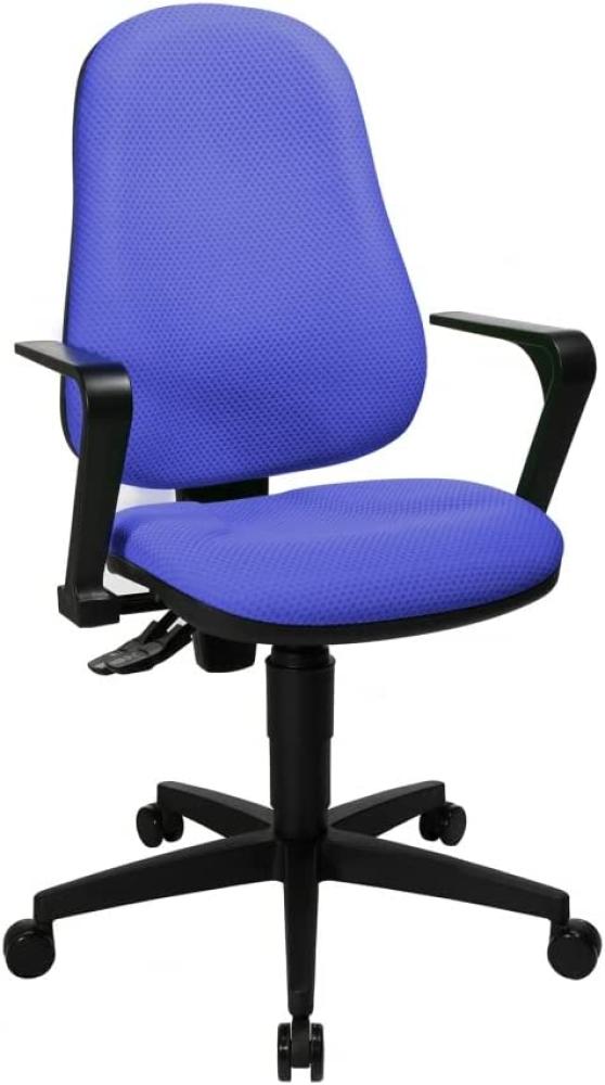Hochwertiger Drehstuhl blau Bürostuhl mit Armlehnen ergonomische Form Made in Germany Bild 1