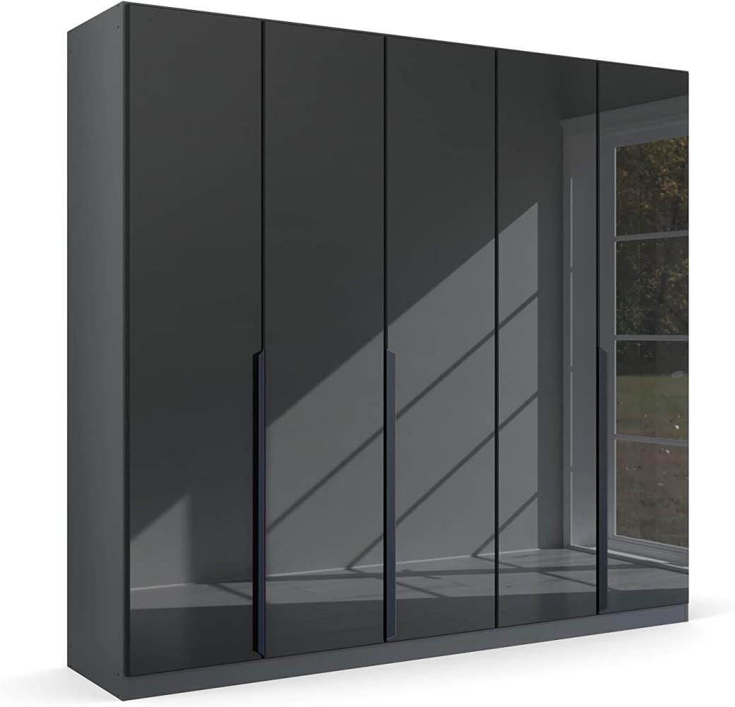 Kleiderschrank Drehtürenschrank Modern | 5-türig | grau metallic / Glas basalt | 226x210 Bild 1