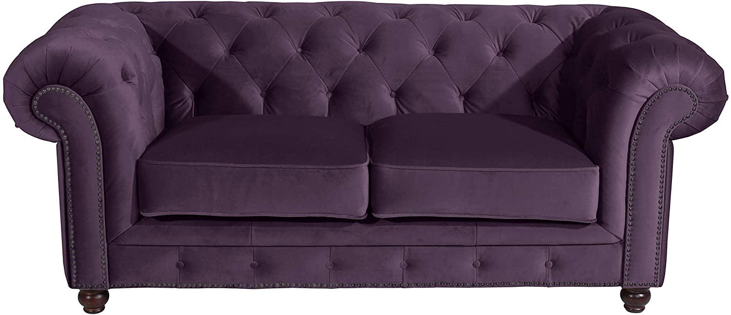 Orleans Sofa 2-Sitzer Samtvelours Purple Buche Nussbaumfarben Bild 1