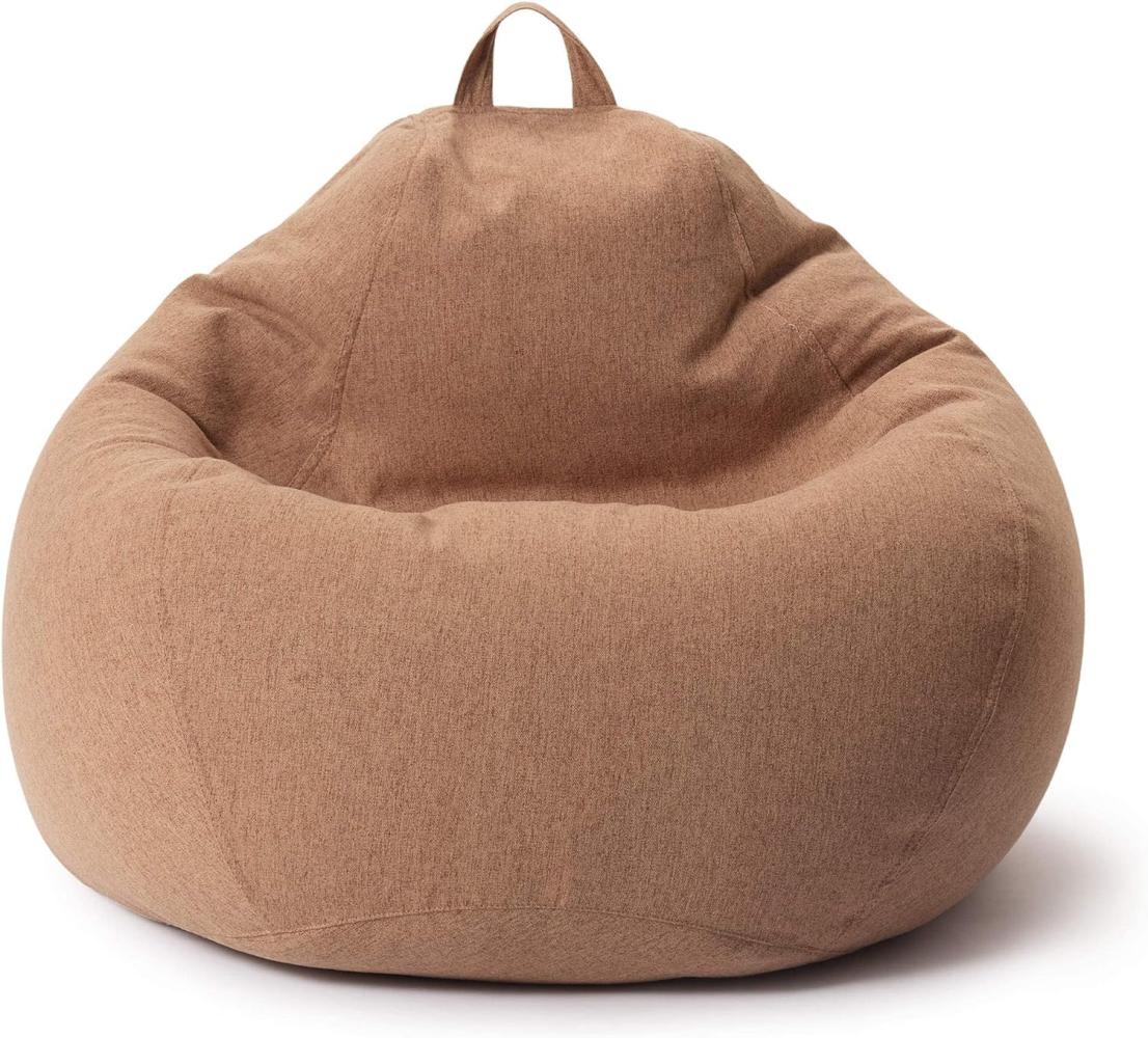 Lumaland Comfort Line Sitzsack L Indoor - 80x90x50 cm - Bodenkissen, Bean Bag Chair - 185 L - EPS Perlen Füllung - Braun Bild 1