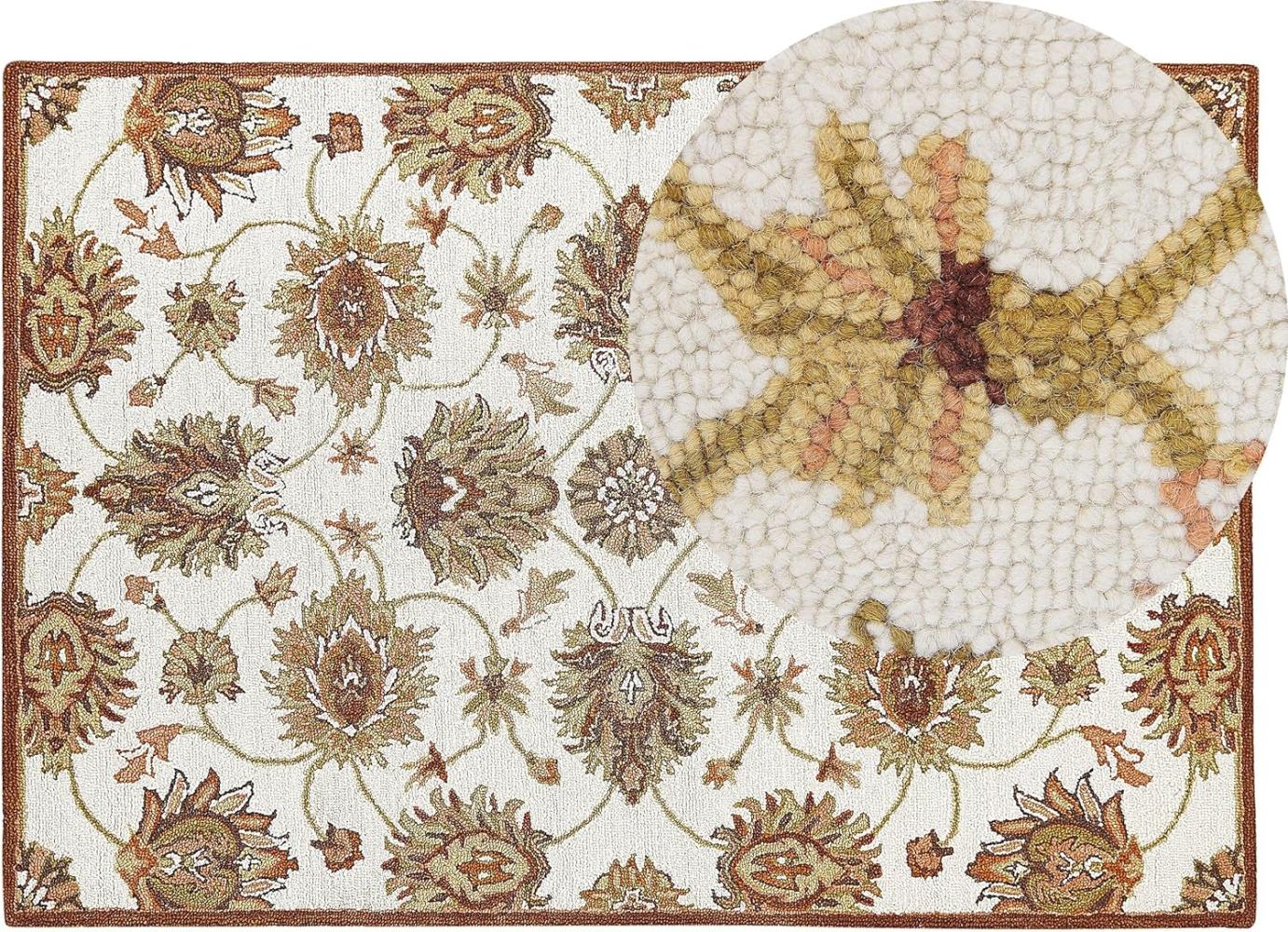 Teppich Wolle beige braun 140 x 200 cm Kurzflor EZINE Bild 1