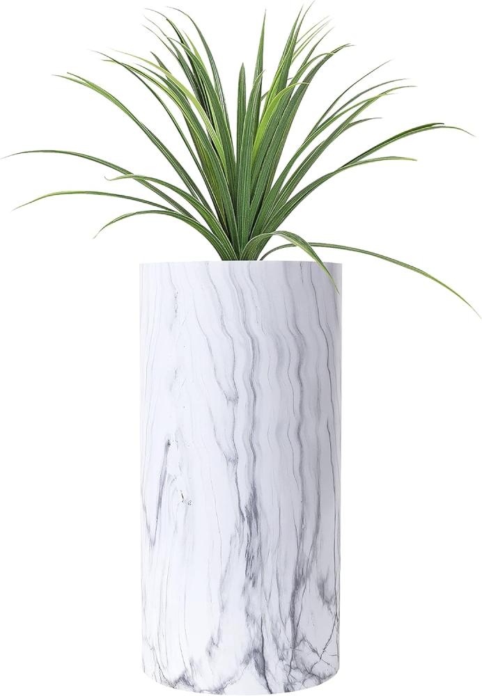 wuuhoo® Pflanzkübel Lily in weißer Marmoroptik - wetterfeste Bodenvase aus Fiberglas, Blumenkübel wetterfest für Innen & Außen mit Pflanzeinsatz, Pflanzentopf - 90 cm Bild 1