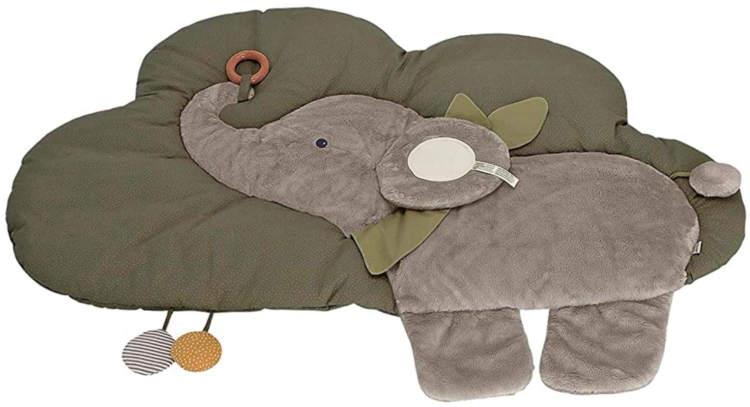 Sterntaler Baby Unisex Krabbeldecke Wolkenform Elefant Eddy - Schlafteppich, Spielmatte aus Flauschstoff, Spieldecke - grau Bild 1