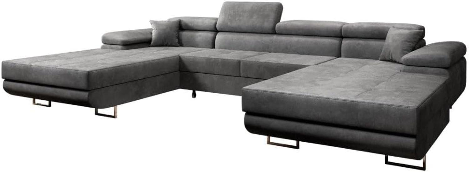 Designer Sofa Calvera U mit Schlaf- und Klappfunktion Grau Bild 1