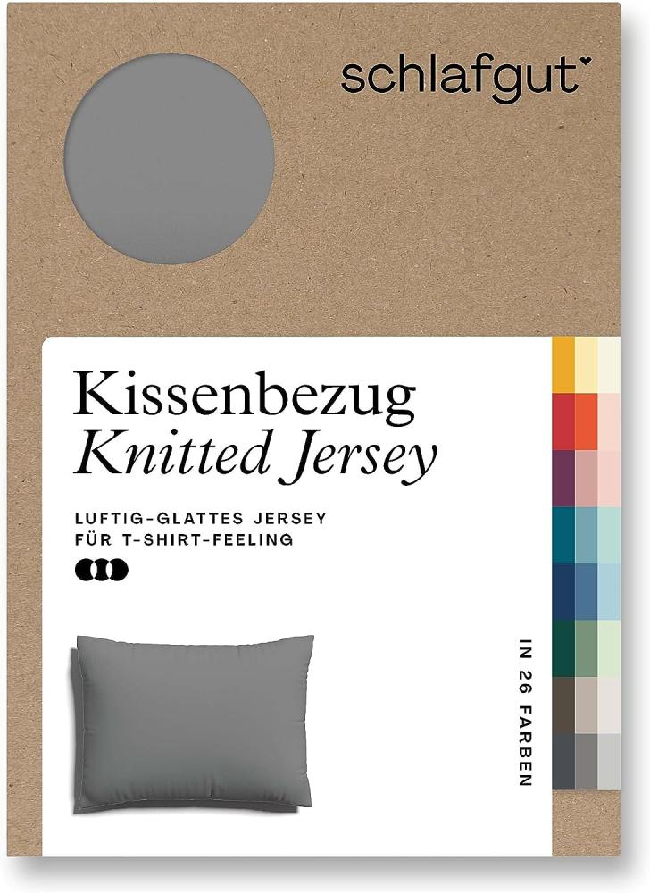 Schlafgut Knitted Jersey Bettwäsche | Kissenbezug einzeln 60x80 cm | grey-mid Bild 1