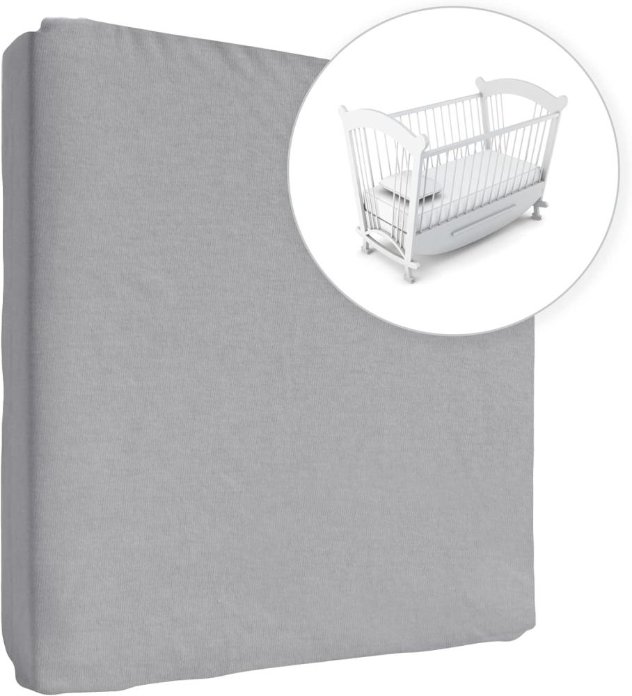 Jersey Spannbetttuch für Babybett, 100% Baumwolle, passend für 90 x 50 cm Babybett-Wiegebett-Matratze (Grau) Bild 1