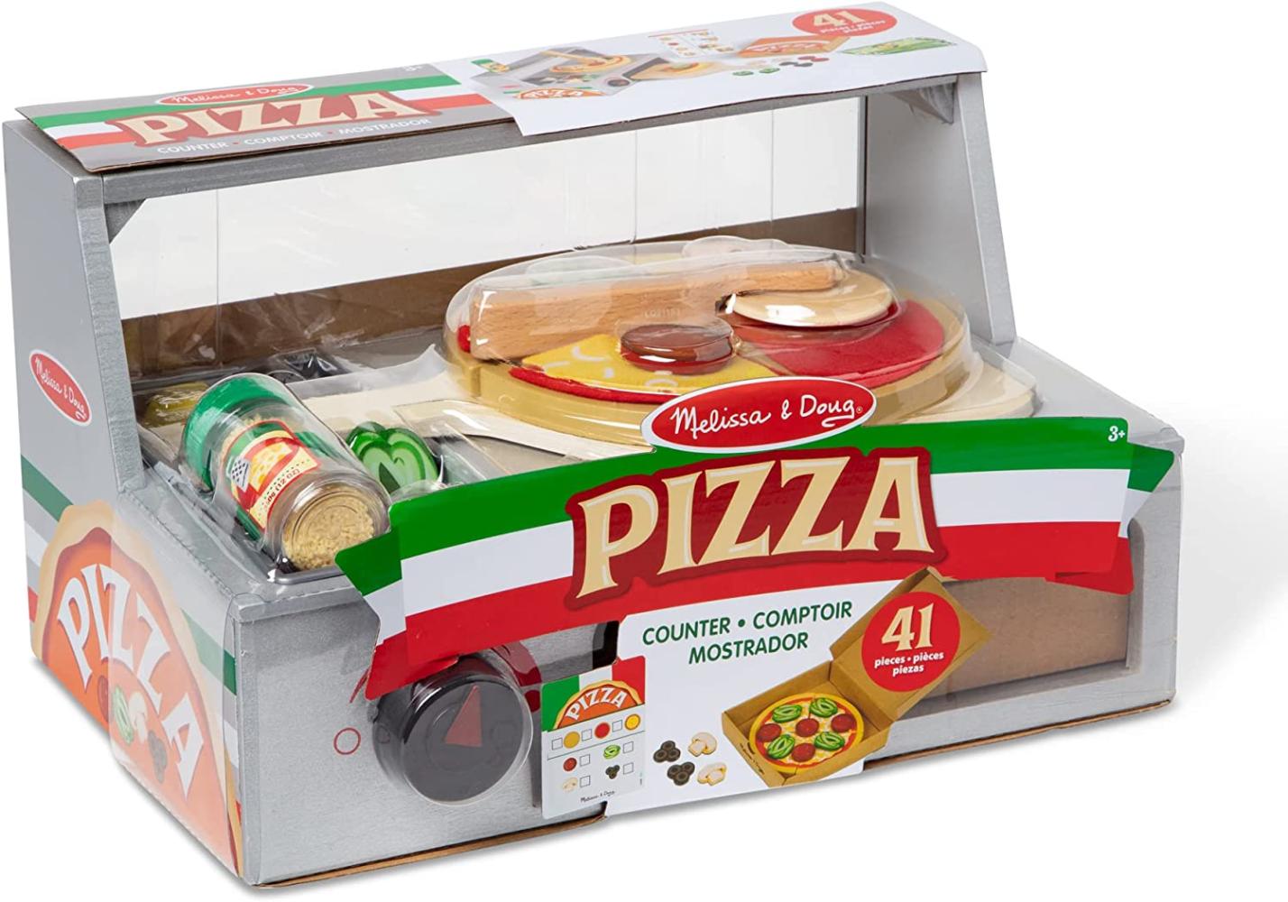 Melissa & Doug Pizza Spielzeugladen Kinder Holz Lebensmittelsets Küchenspielzeug für Mädchen & Jungen 3+ J. Holz Lebensmit Bild 1