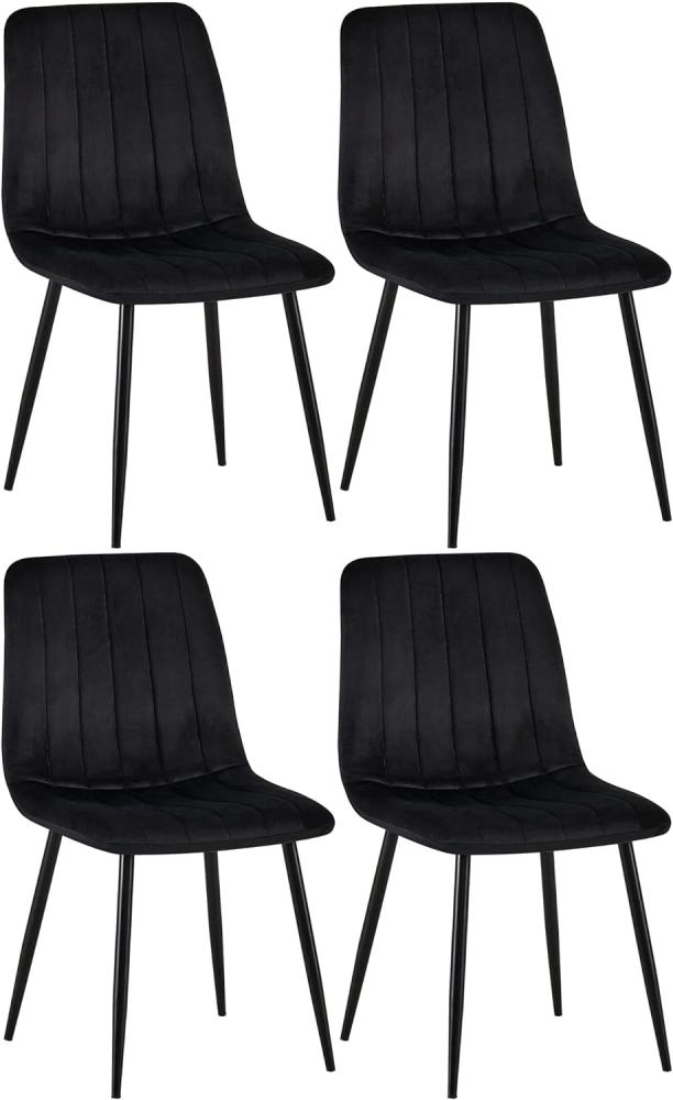 4er Set Stühle Dijon Samt (Farbe: schwarz) Bild 1