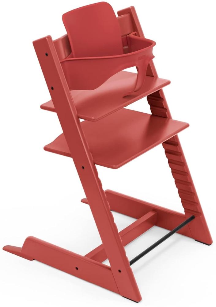 Tripp Trapp Hochstuhl von Stokke mit Baby Set, Warm Red aus Buchenholz - Verstellbarer, anpassbarer Stuhl für Kleinkinder, Kinder & Erwachsene Bild 1