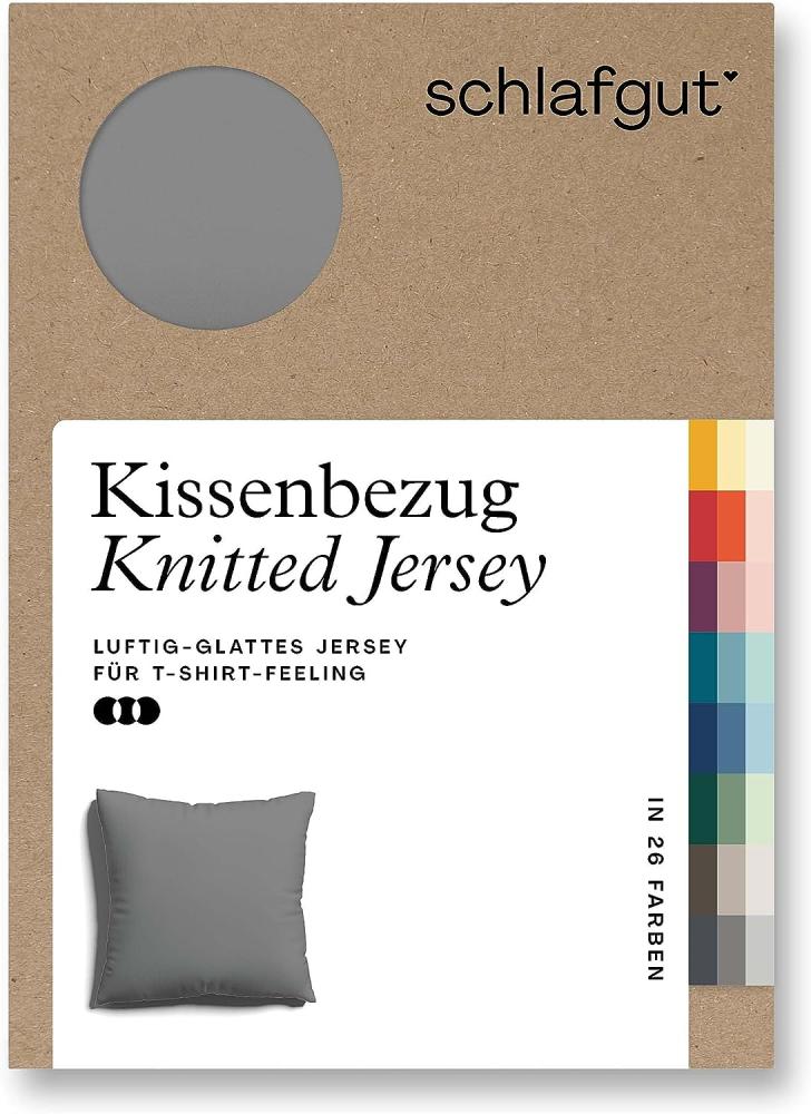 Schlafgut Knitted Jersey Bettwäsche | Kissenbezug einzeln 80x80 cm | grey-mid Bild 1