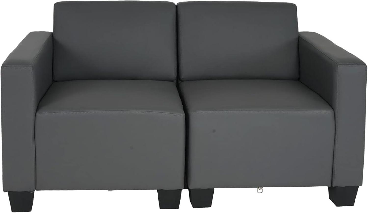 Modular 2-Sitzer Sofa Couch Lyon, Kunstleder ~ dunkelgrau Bild 1