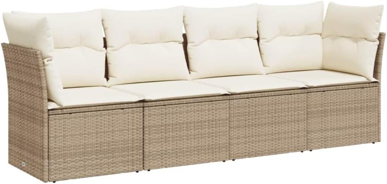 vidaXL 4-tlg. Garten-Sofagarnitur mit Kissen Beige Poly Rattan Bild 1