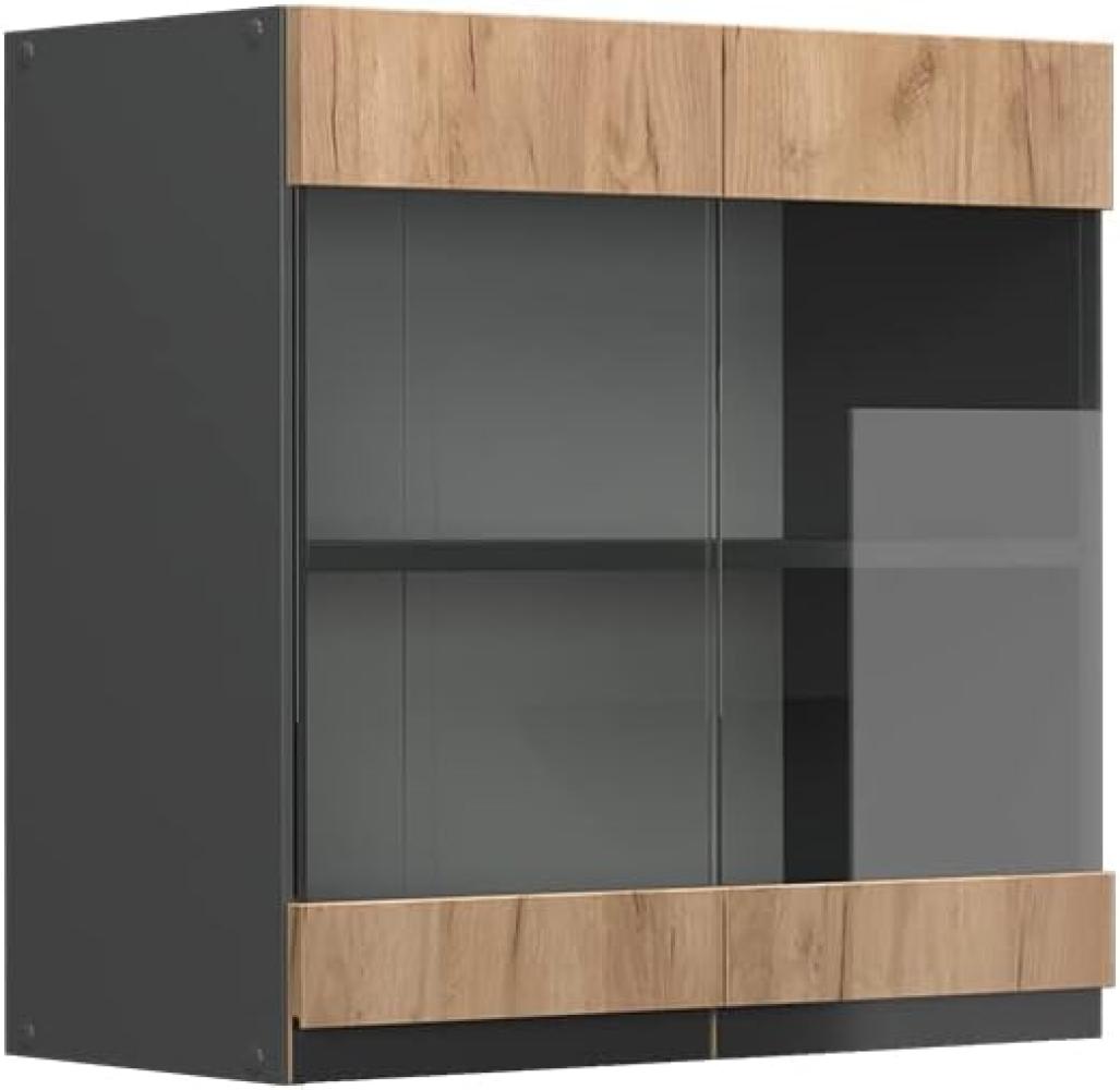 Vicco Glashängeschrank R-Line, Goldkraft Eiche/Anthrazit, 60 cm J-Shape Bild 1