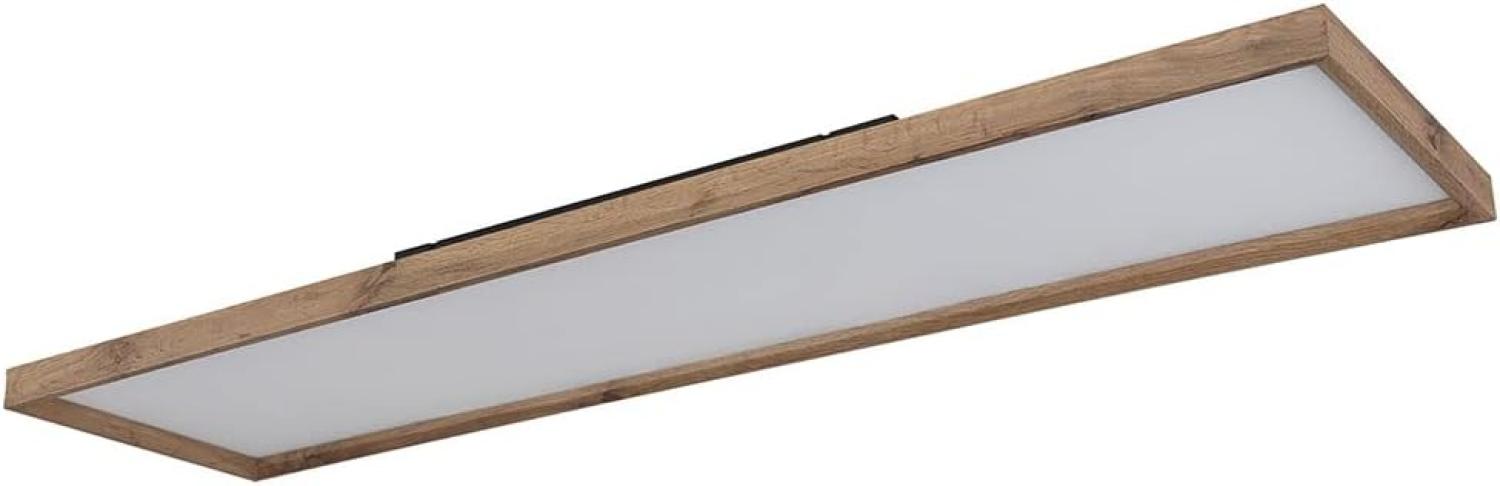 LED Deckenleuchte, Holz Rahmen, opal braun, CCT, L 120 cm Bild 1