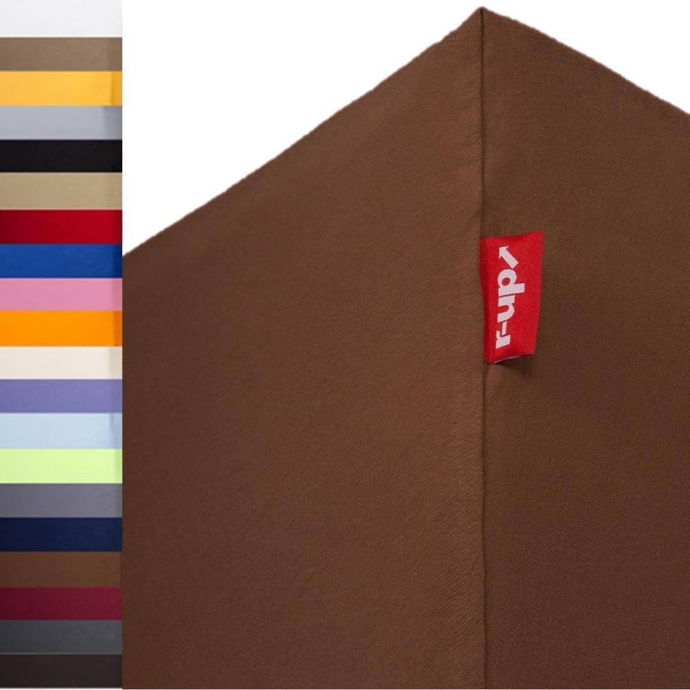 r-up Passt Spannbettlaken 90x200-100x200 bis 35cm Höhe viele Farben 100% Baumwolle 130g/m² Oeko-Tex stressfrei auch für hohe Matratzen (braun) Bild 1