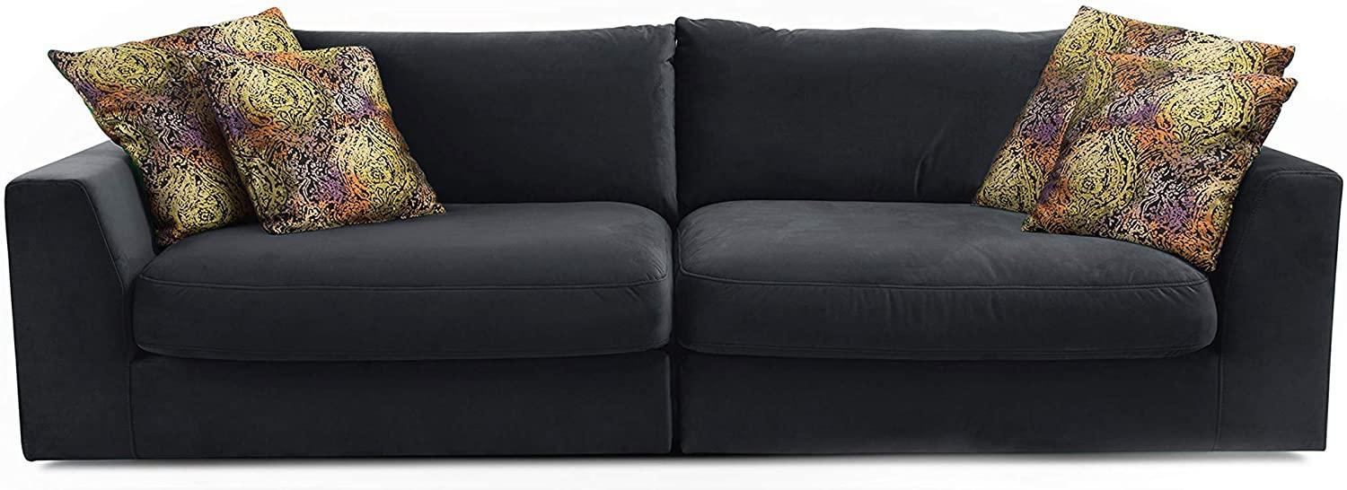 CAVADORE Big Sofa "Fiona"/ XXL-Couch mit tiefen Sitzflächen und weicher Polsterung / modernes Design / 274 x 90 x 112 / Samt schwarz Bild 1