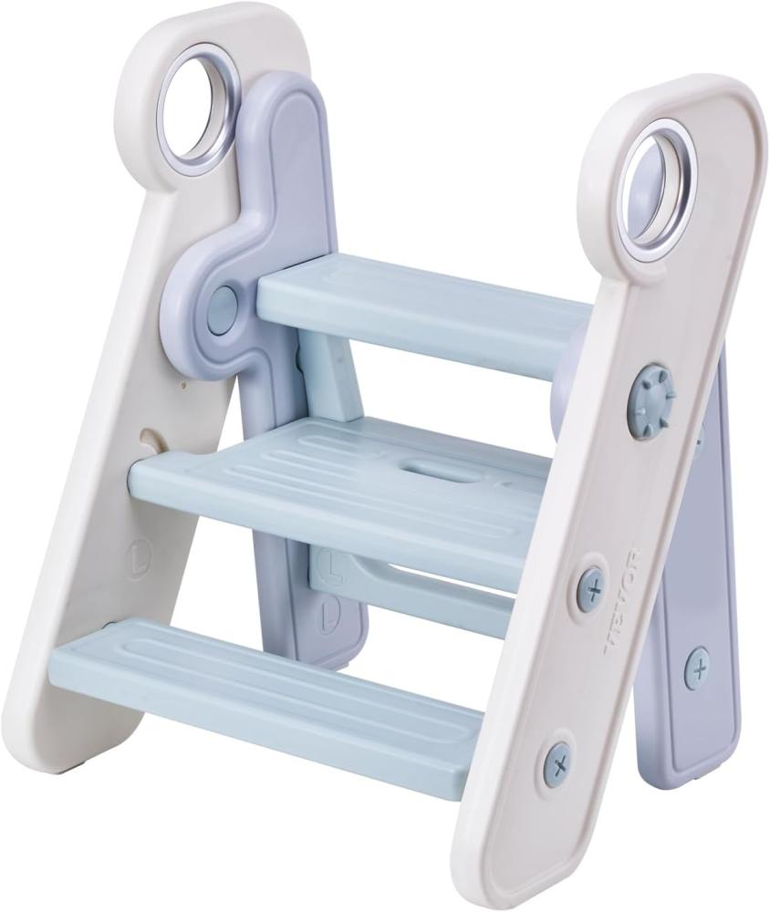 VEVOR Tritthocker Kinder 68kg Gewichtskapazität Trittschemel 490x420x600mm Hocker PE-Material Anti-Rutsch-Polster Badhocker 3 auf 2 Stufen Lernturm Klappbar Kinderschemel Trittschemel Kinderhocker Bild 1