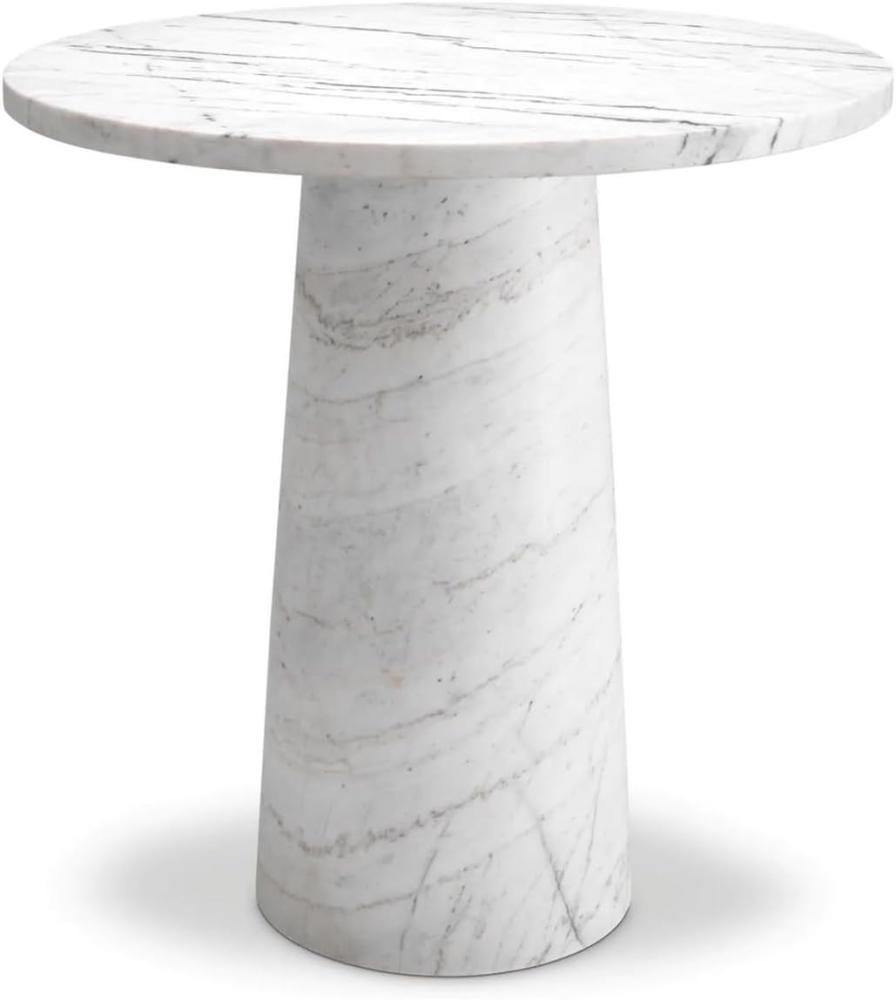 Casa Padrino Luxus Marmor Beistelltisch Weiß Ø 55 x H. 57 cm - Runder Tisch aus hochwertigem Marmor - Marmor Möbel - Luxus Möbel - Luxus Qualität Bild 1