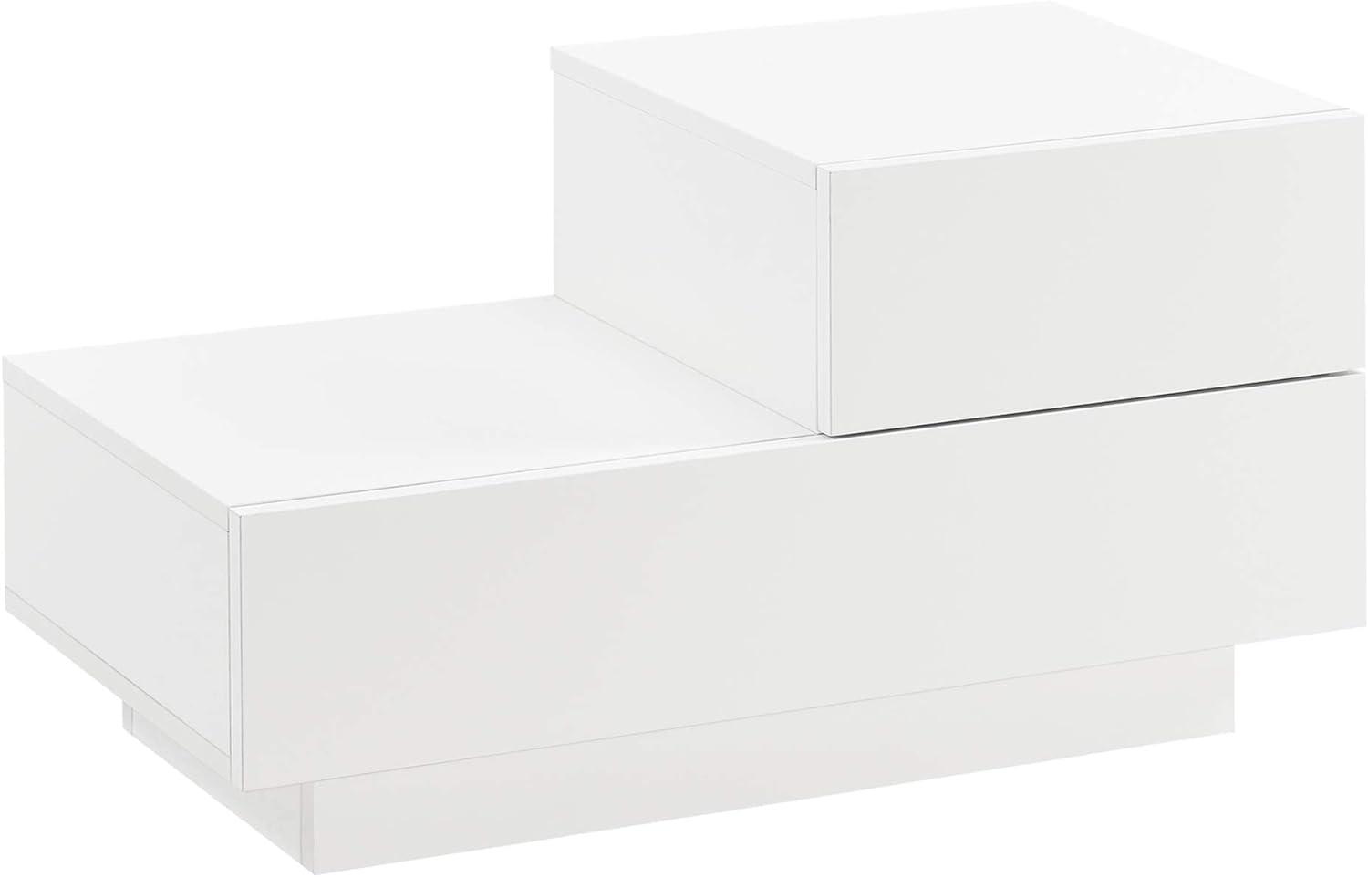 Nachttisch Sebokeng 38x70x35 cm mit Schublade oben rechts Weiß Hochglanz en. casa Bild 1