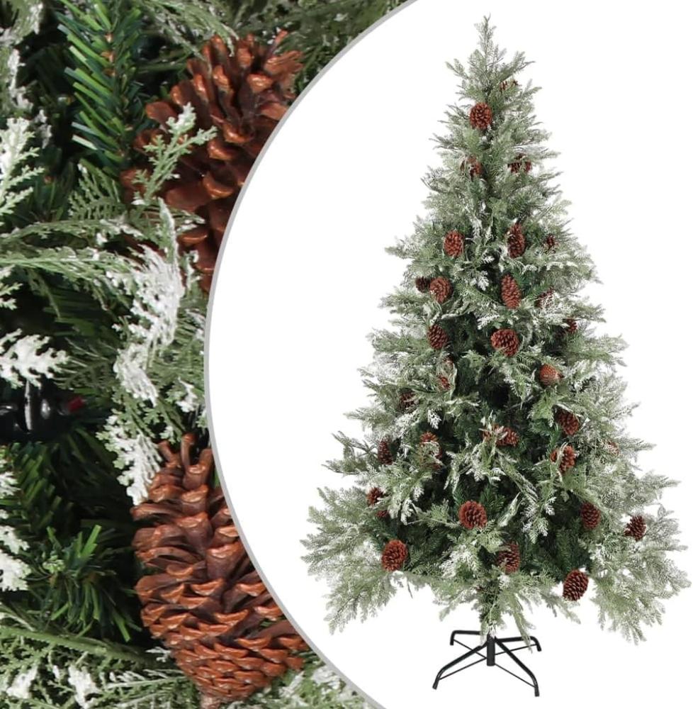 vidaXL Weihnachtsbaum mit Zapfen Grün und Weiß 195 cm PVC & PE Bild 1