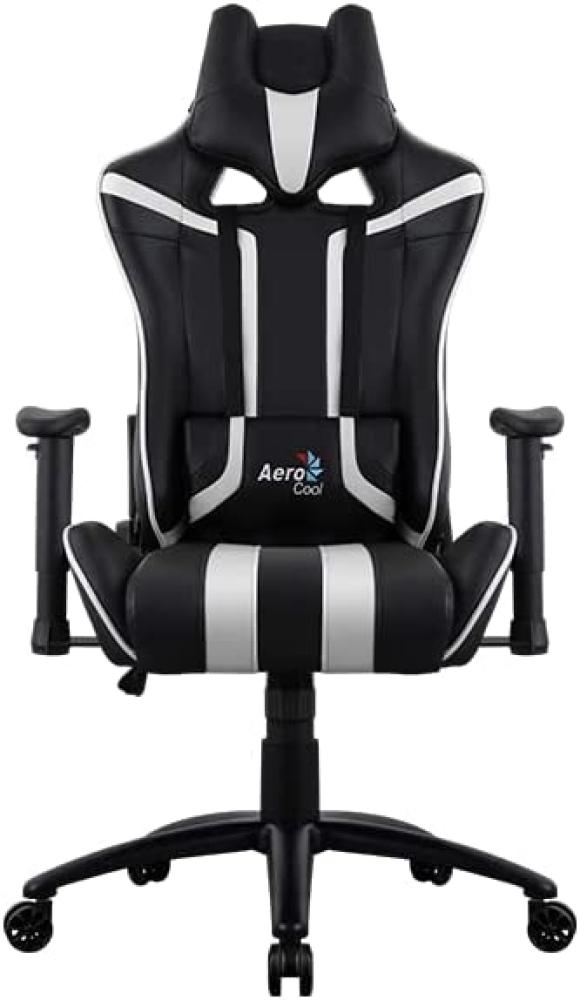 AeroCool AC120 AIR Gaming Stuhl, voll verstellbare Rückenlehne und zweiseitige Armlehnen, verstellbaren Nackenkissen und Rückenkissen, AIR Tech, Schwarz/Weiß Bild 1
