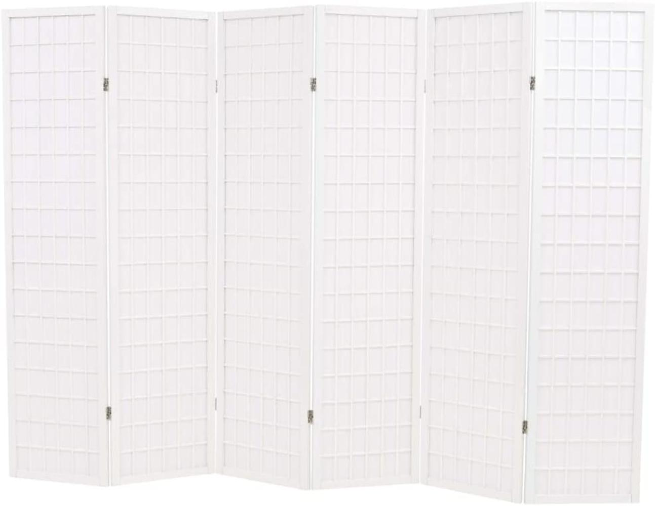 6-tlg. Raumteiler Japanischer Stil Klappbar 240 x 170 cm Weiß Bild 1